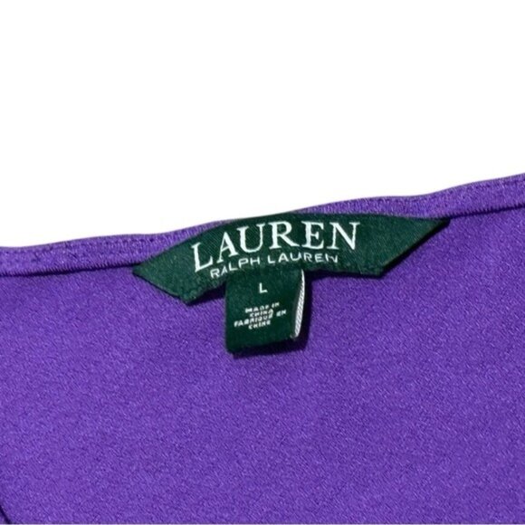 Lauren Ralph Lauren Purple Sleeveless Wide Leg Jumpsuit Size L Stretch Belted - Picture 4 of 9